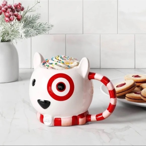 Target Bullseye Dog Mug 18 oz Red & White. Christmas  with Scarf - Wondershop - Picture 5 of 5